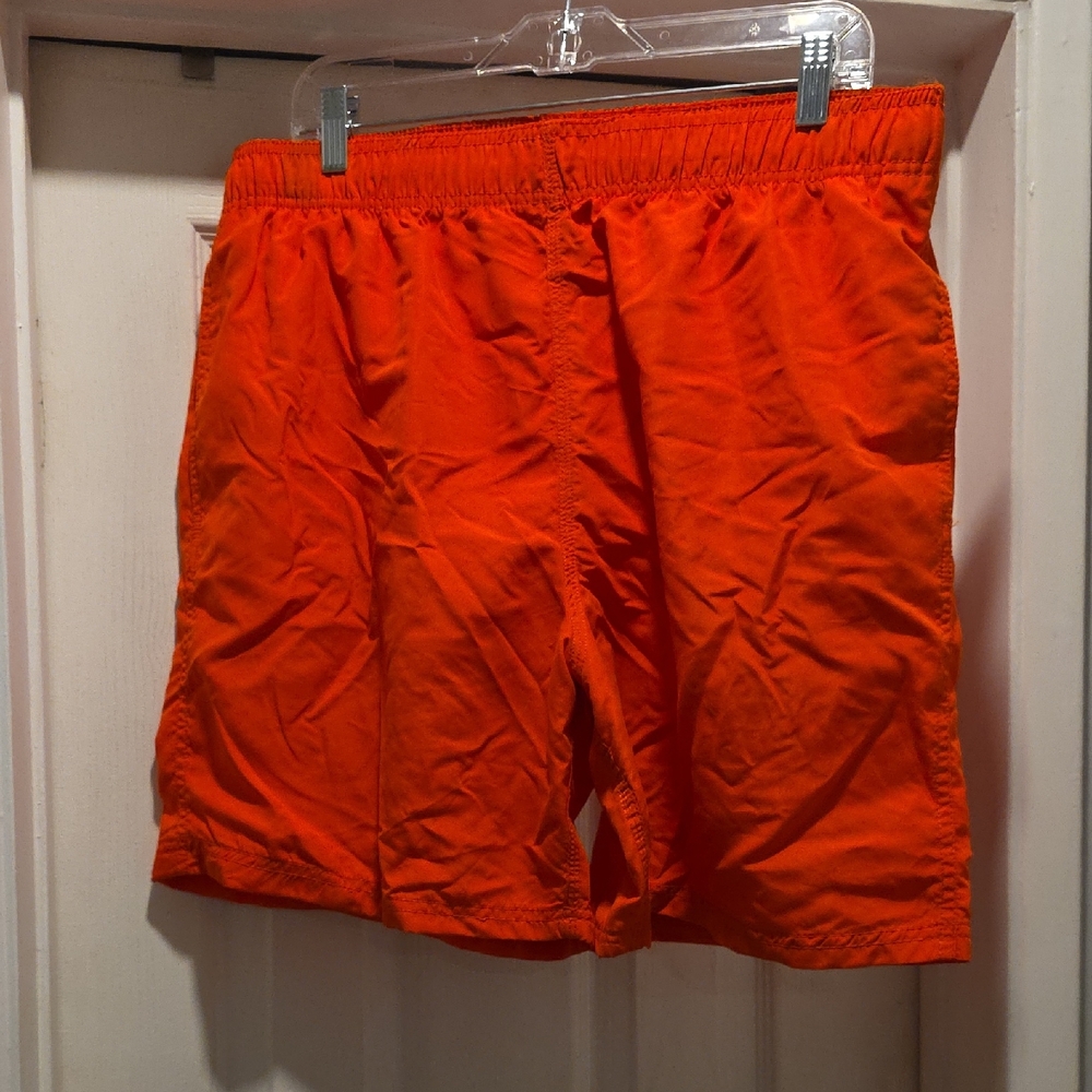 Basic Editions Orange Mesh-Lined Swim Trunks